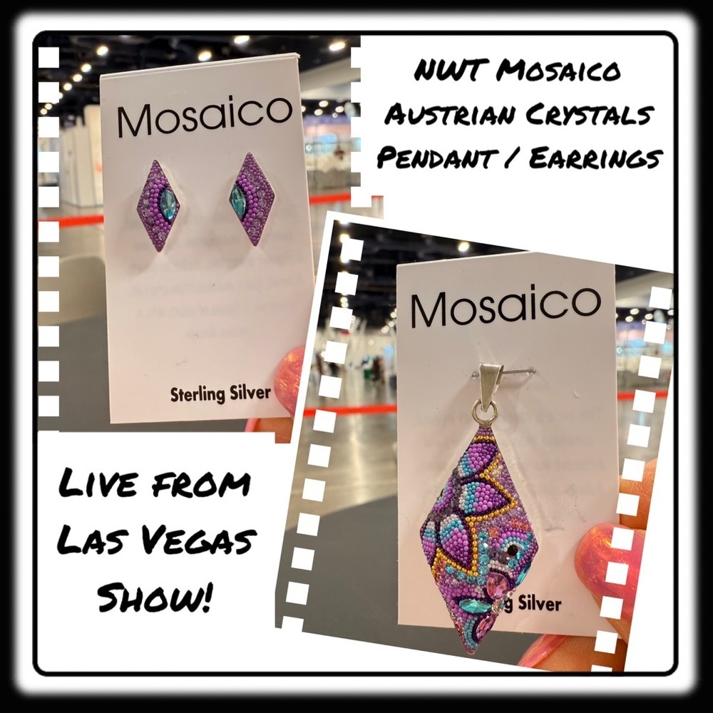 NWT Mosaico Austrian Crystal pendant necklace & earrings 💕💕 new line! 💕💕